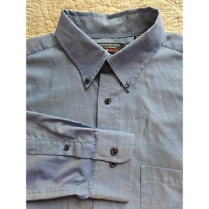 Roundtree & Yorke Travel Smart Men's Blue Long Sleeve Dress Shirt, Size LG